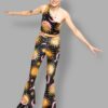 cosmic drifters asymmetric velvet crop top celestial dreams print front