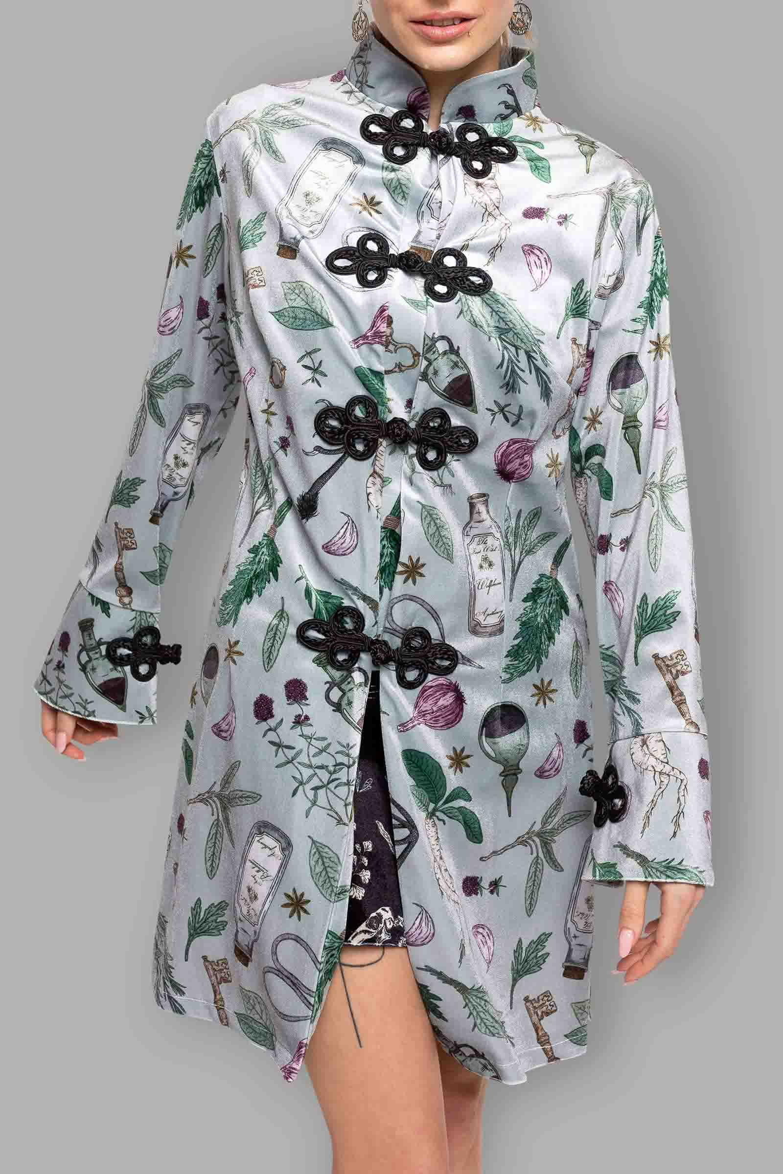 cosmic drifters frog clasp velvet jacket forest witch print close(1)