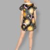 cosmic drifters short sleeved velvet dress celestial dreams print back