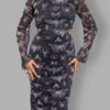 backless bell sleeve midi dress insectum print close