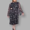 backless bell sleeve midi dress insectum print front(1)