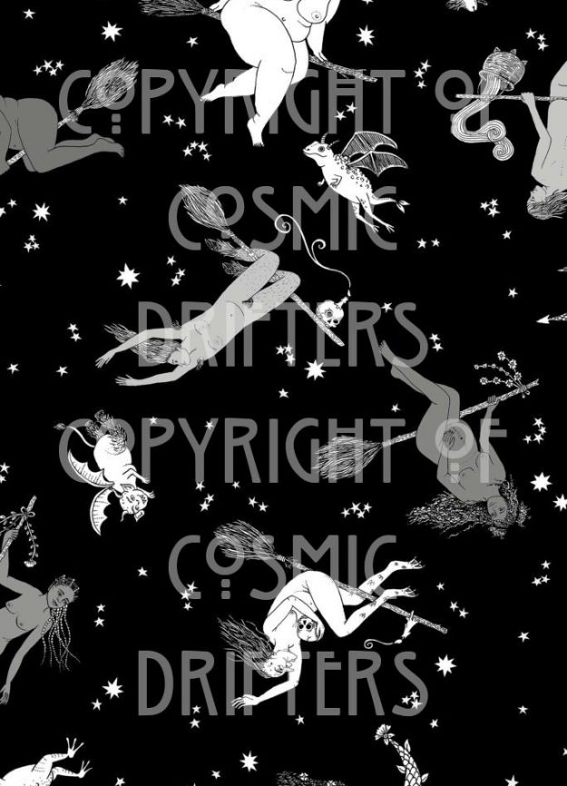cosmic drifters intersectional witches print fabric