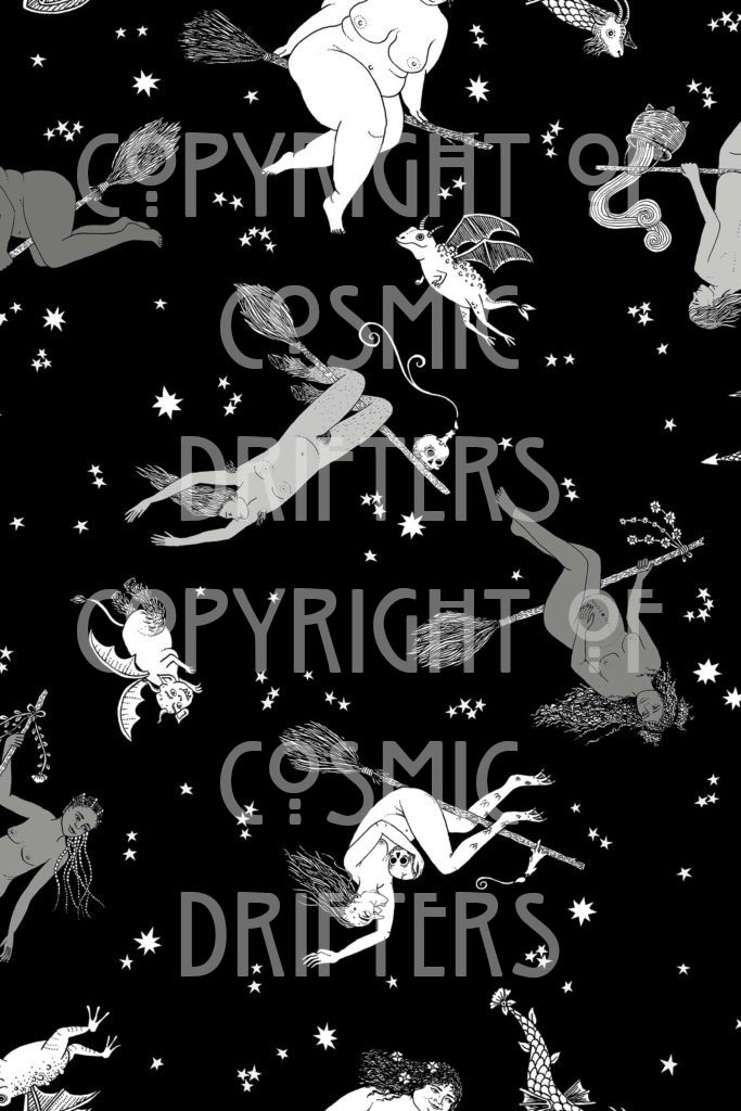 cosmic drifters intersectional witches print fabric