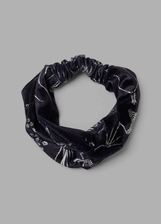 velvet knot wrap headband ossium print flat lay