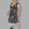 cosmic drifters capped sleeve midi dress front fungalis