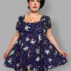 cosmic drifters capped sleeve square neck babydoll dress close zodiac skies