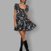 cosmic drifters capped sleeve square neck babydoll dress front fungalis