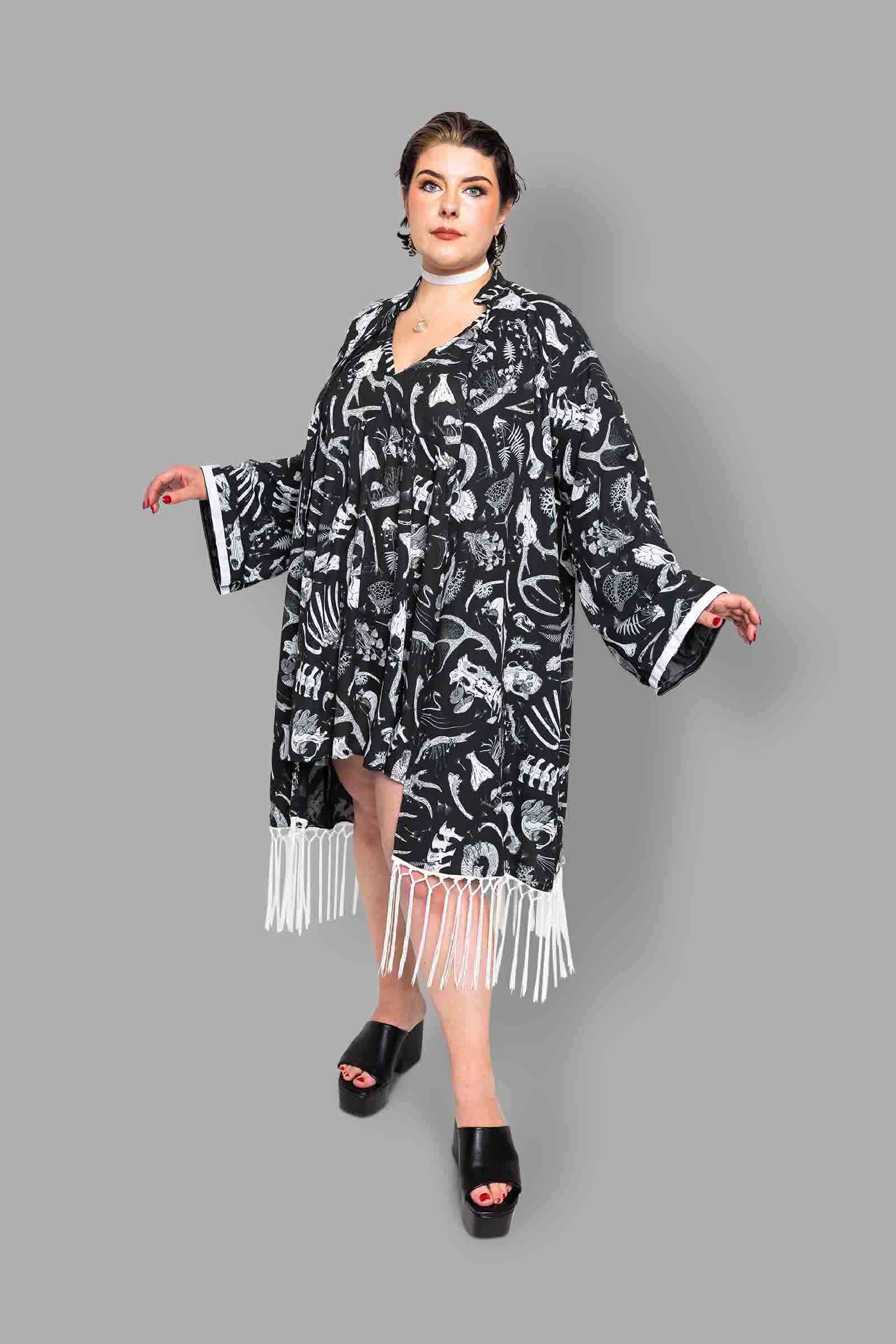 cosmic drifters fringed maxi robe front fungalis