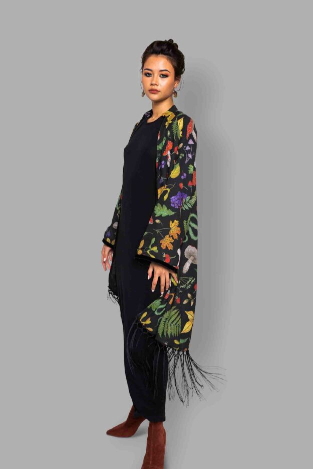 cosmic drifters fringed maxi robe side hedge witch