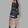 cosmic drifters lace up bell sleeve mini dress back travelling carnival