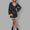 cosmic drifters lace up bell sleeve mini dress front travelling carnival