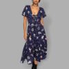 cosmic drifters lace up midaxi dress front zodiac skies