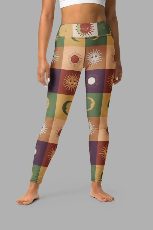 90s patchwork print yoga leggings