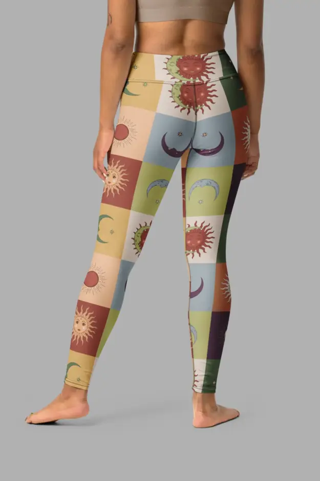90s patchwork print yoga leggings
