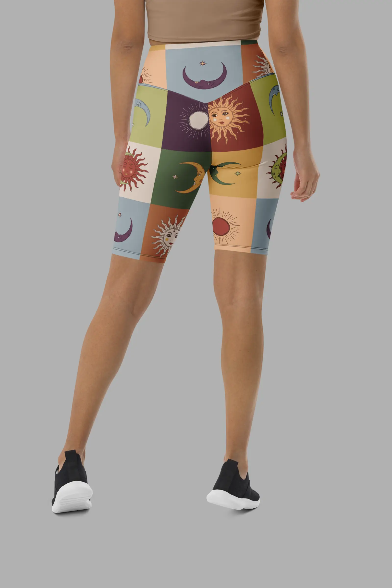 90s patchwork biker shorts back