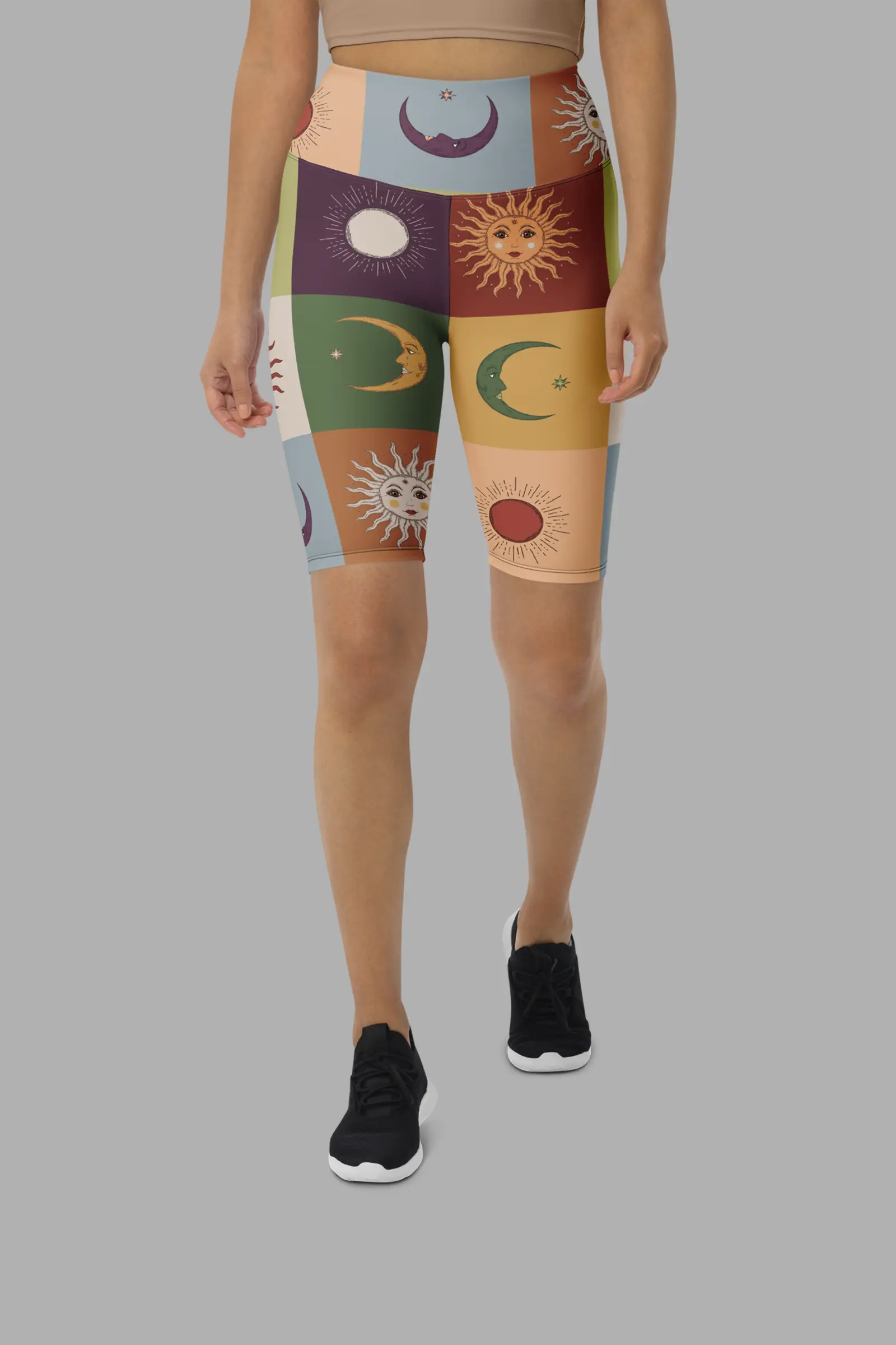 90s patchwork biker shorts front