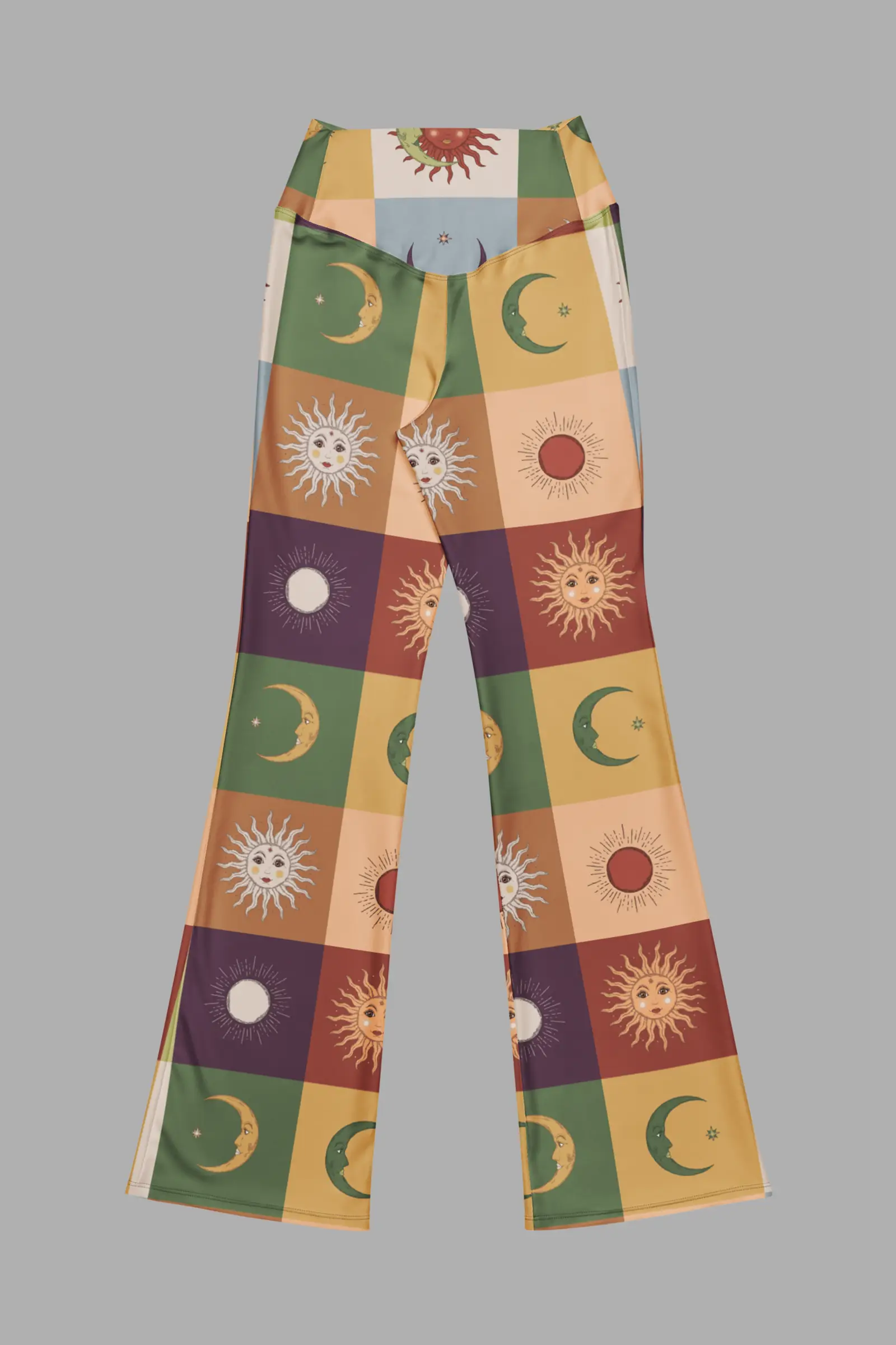 90s patchwork flare leggings flat back