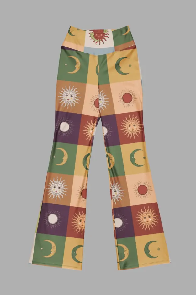 90s patchwork flare leggings flat front