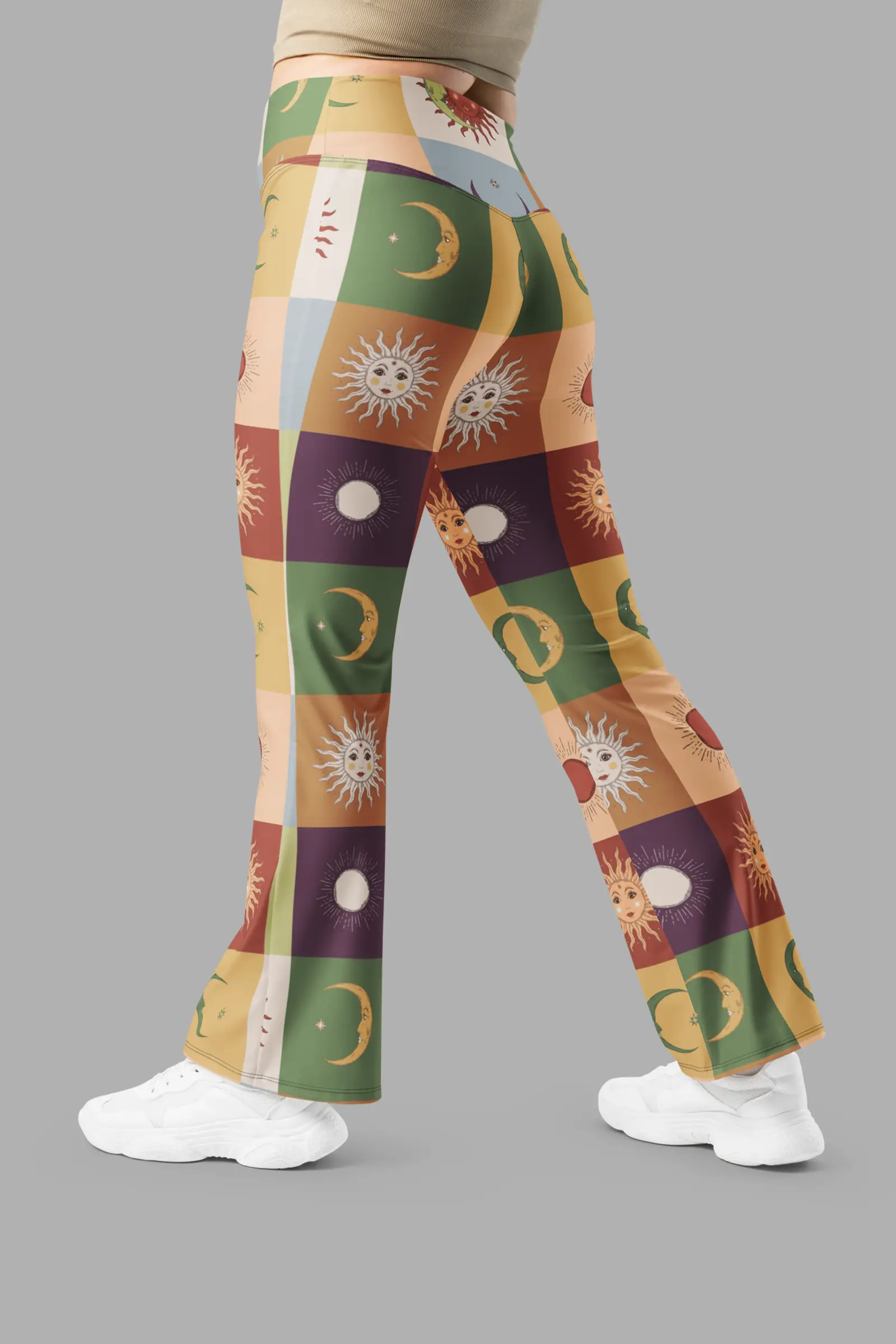 90s patchwork flare leggings side