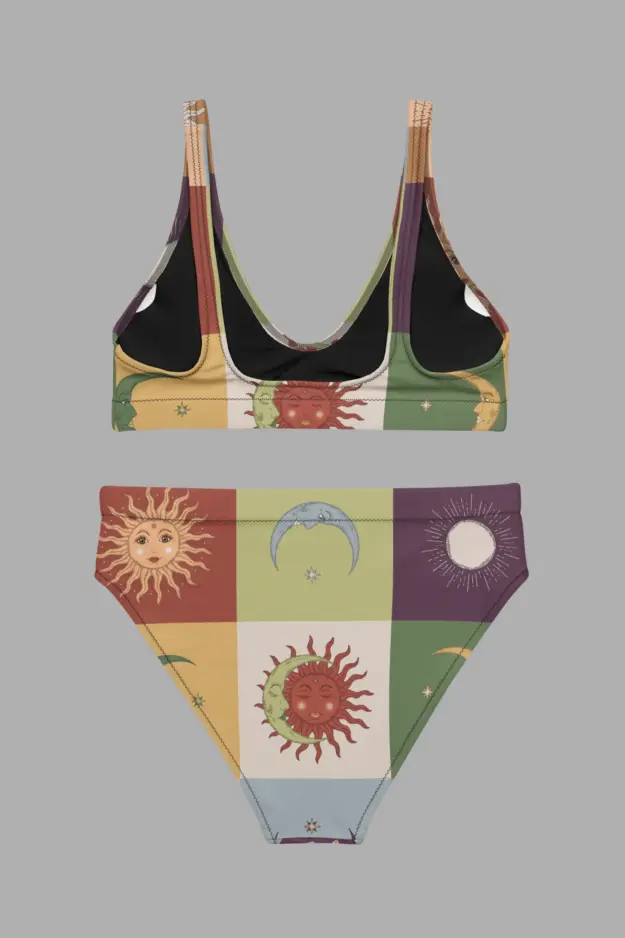 90s patchwork high waist bikini flat2