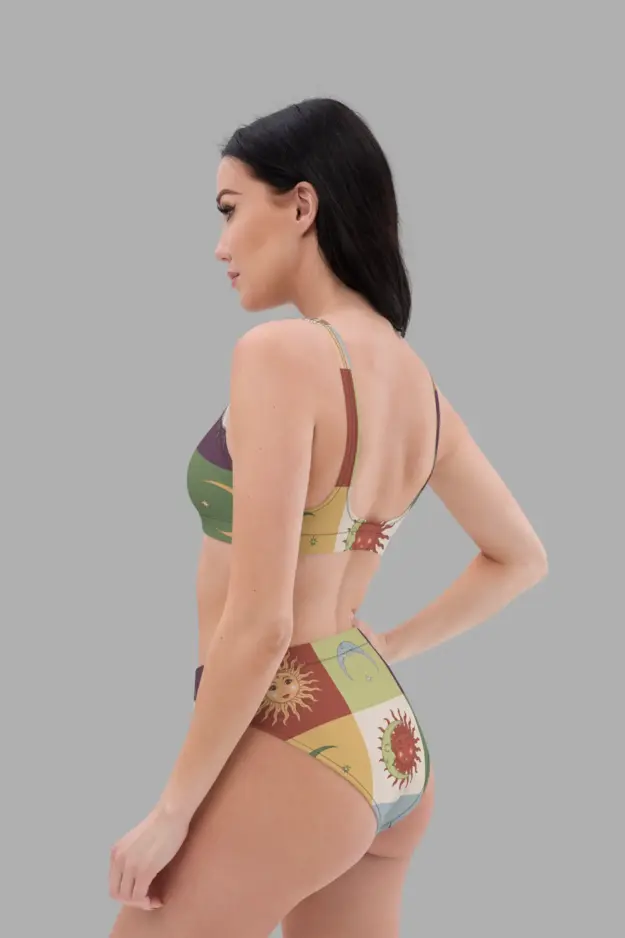 90s patchwork high waist bikini side