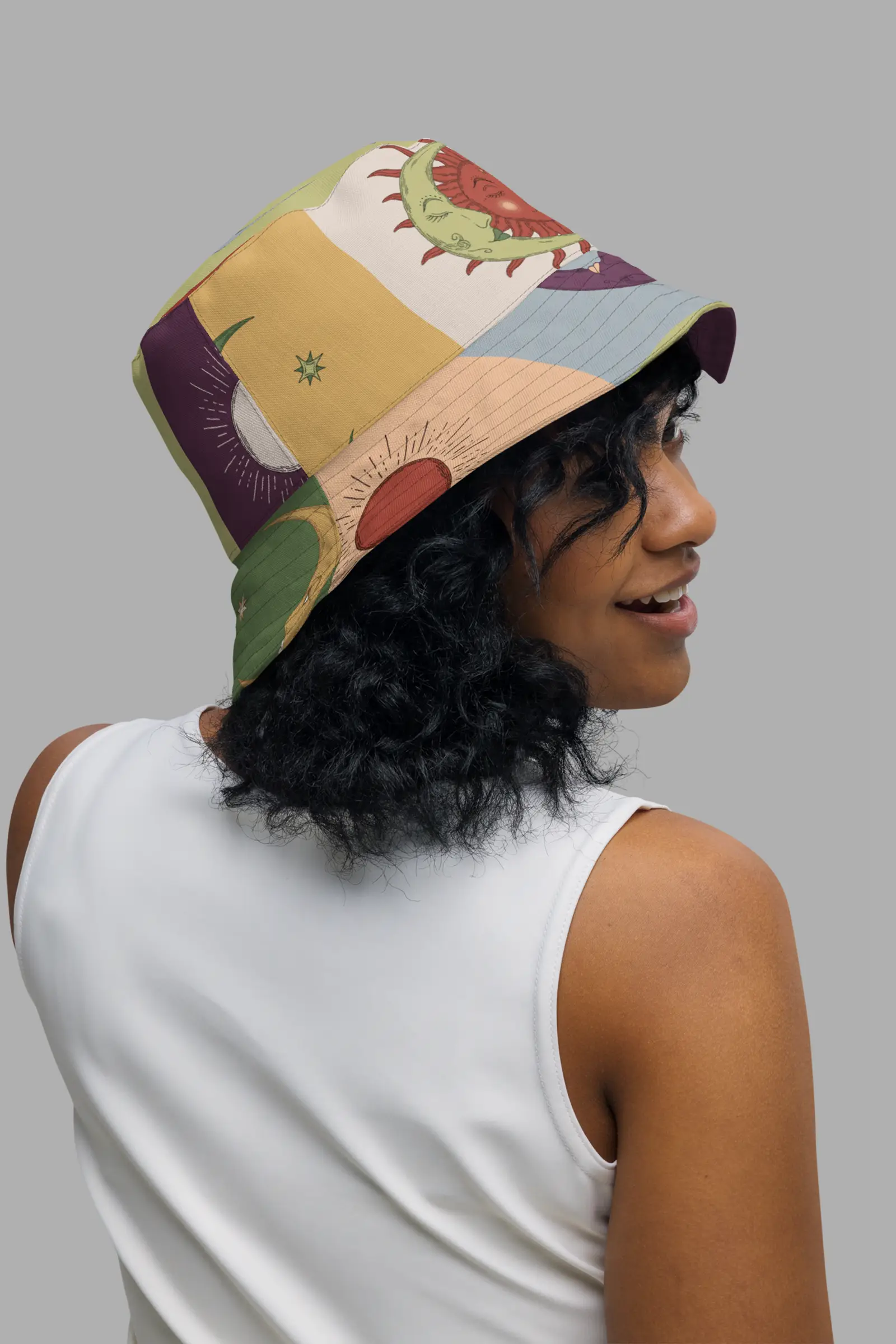 90s patchwork print reversible bucket hat 5