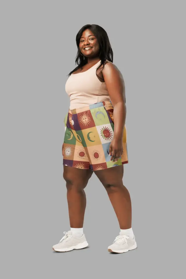 90s patchwork print unisex athletic long shorts