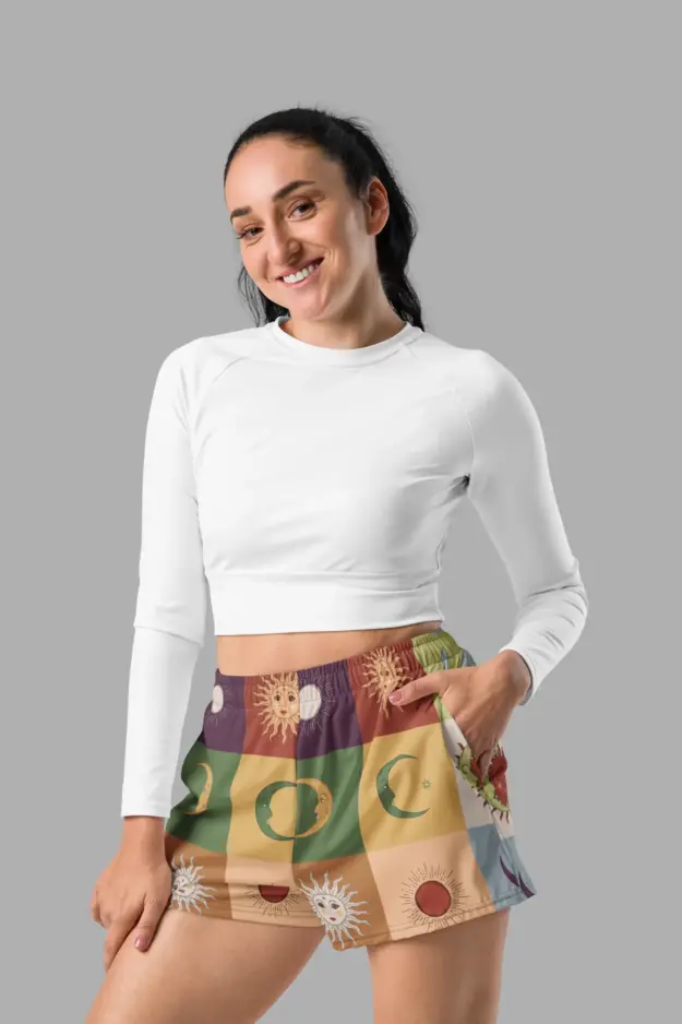 90s patchwork print unisex athletic shorts 3