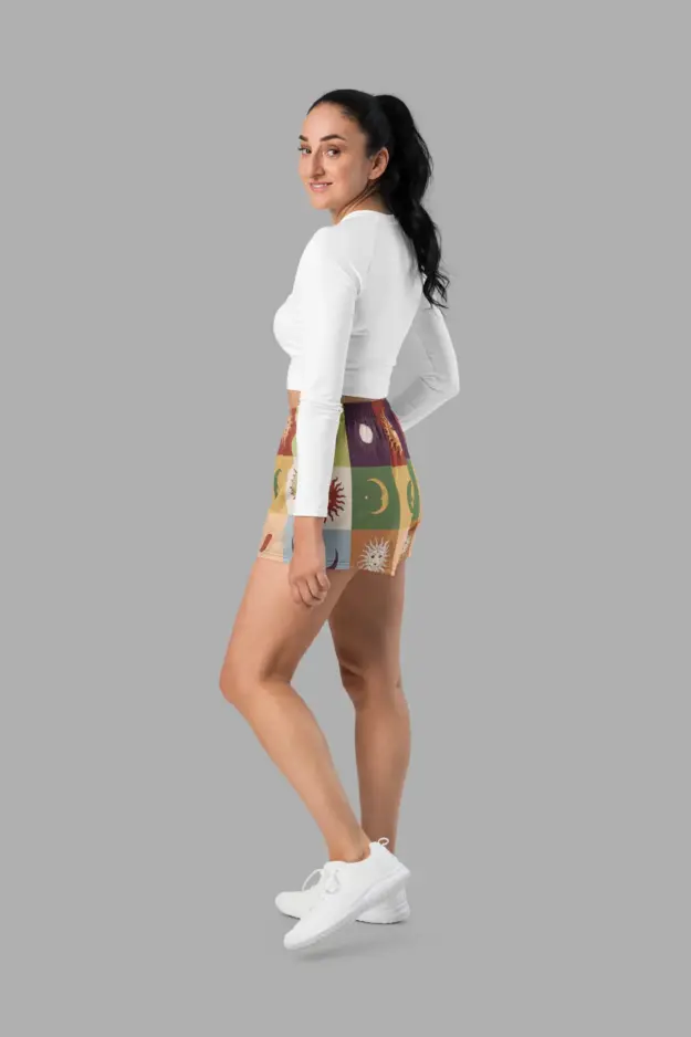90s patchwork print unisex athletic shorts 4