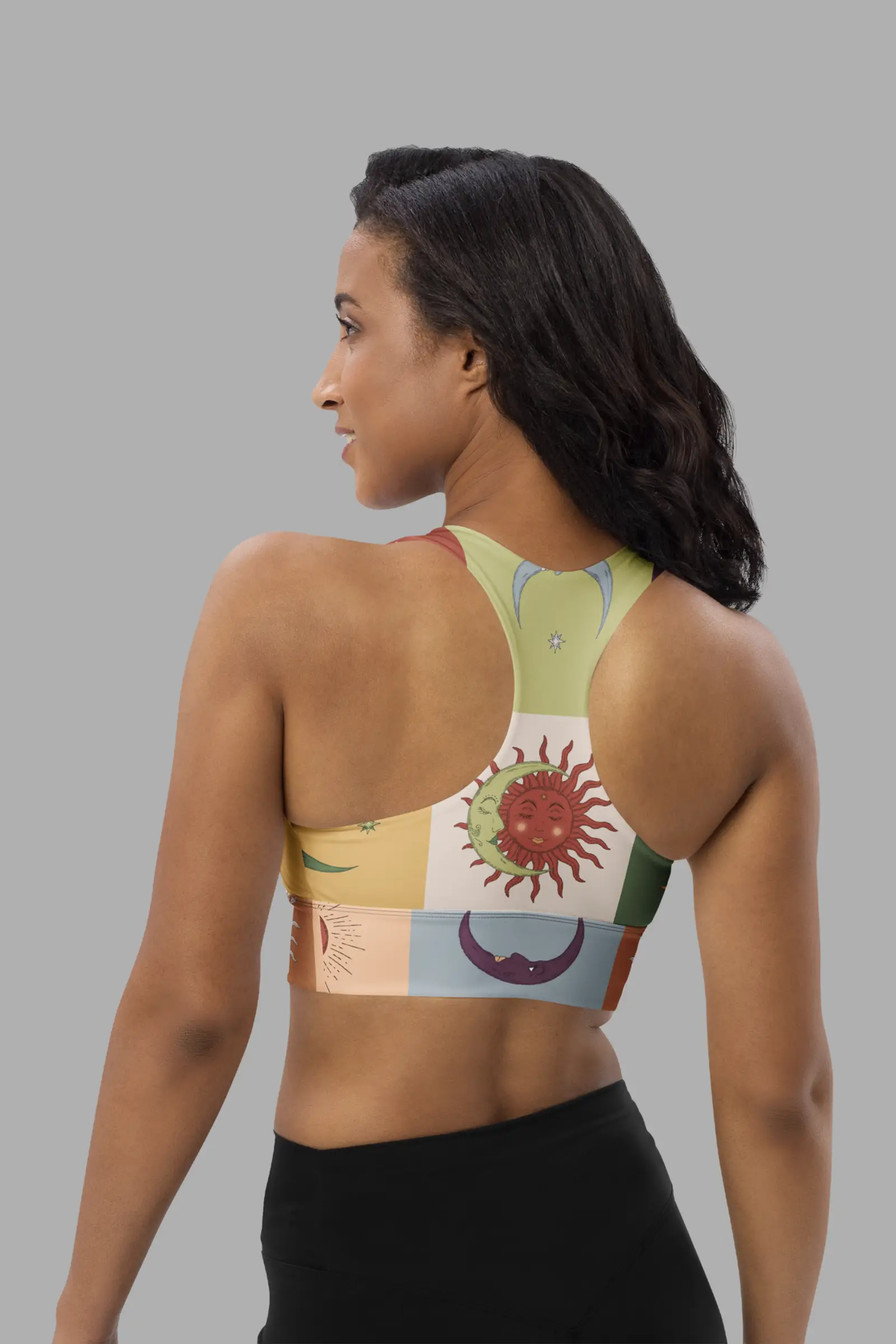 sunflower daze print recycled longline sports bra