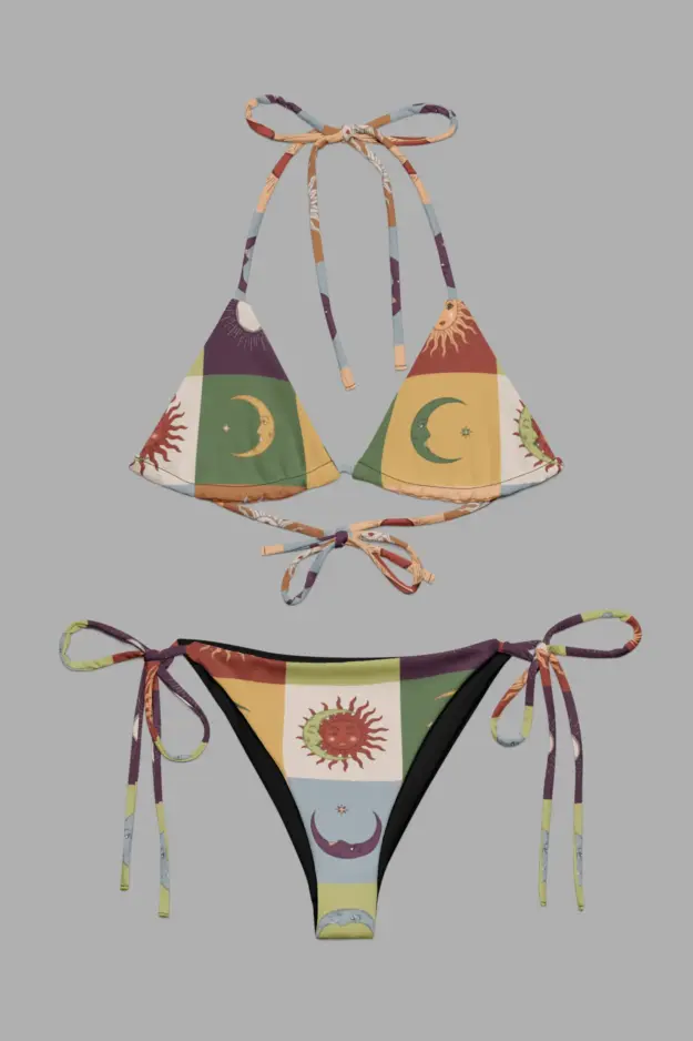 90s patchwork string bikini front