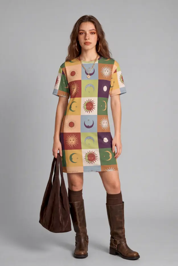 90s patchwork t shirt dress