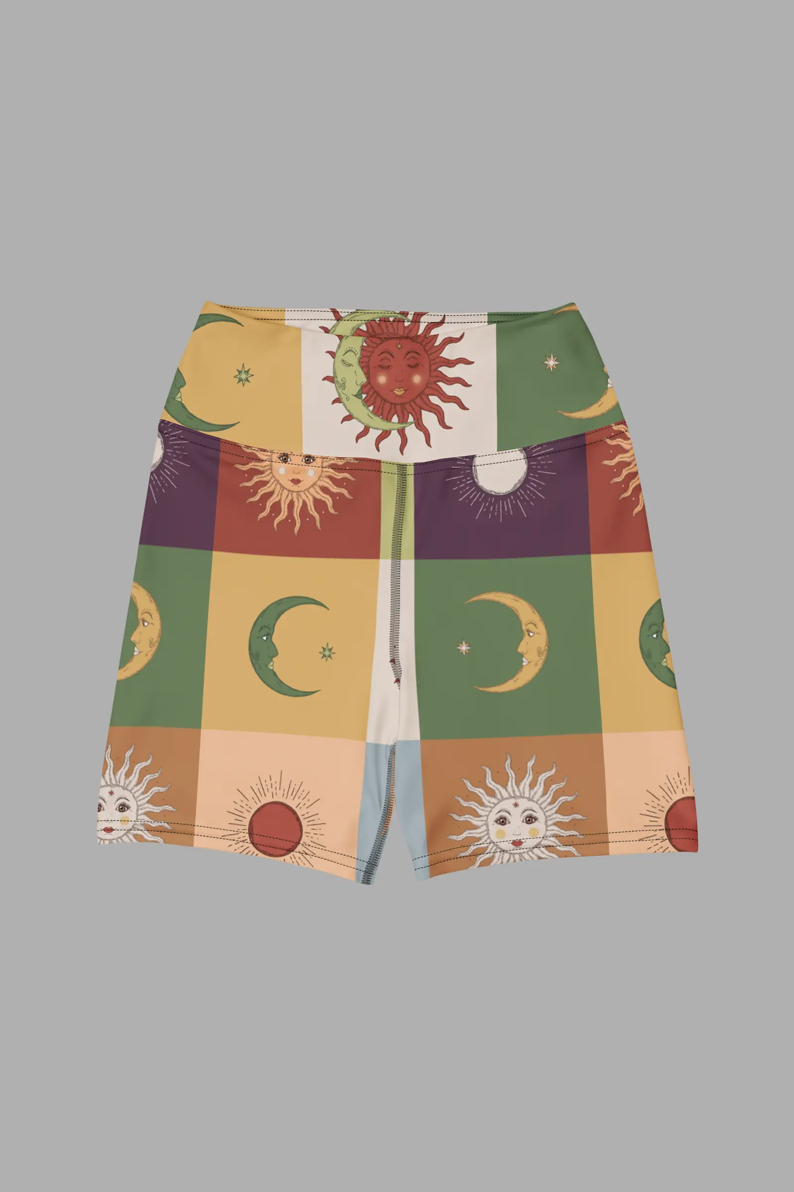 90s patchwork yoga shorts front flat