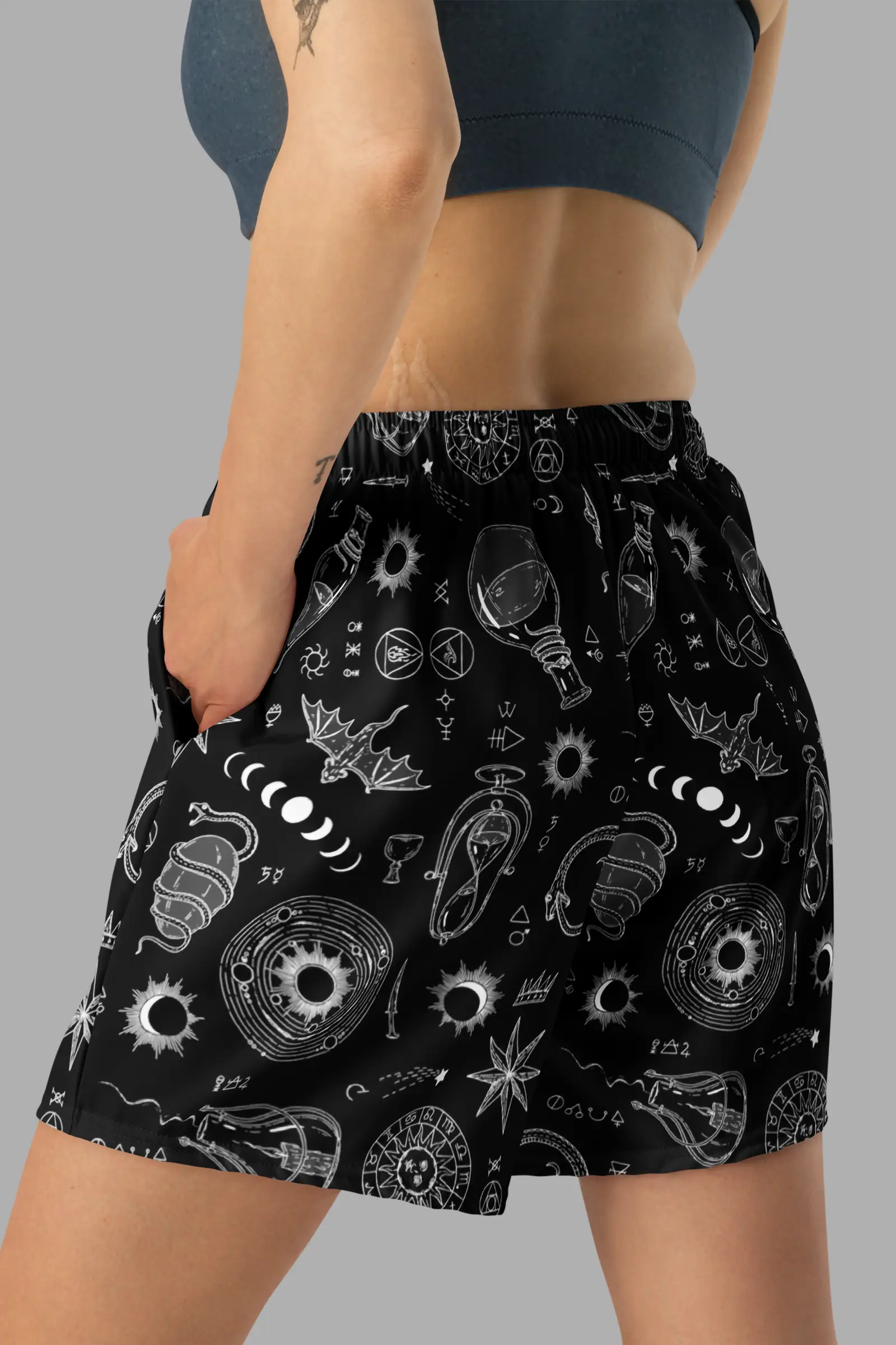alchemy print unisex long athletic/ swim shorts