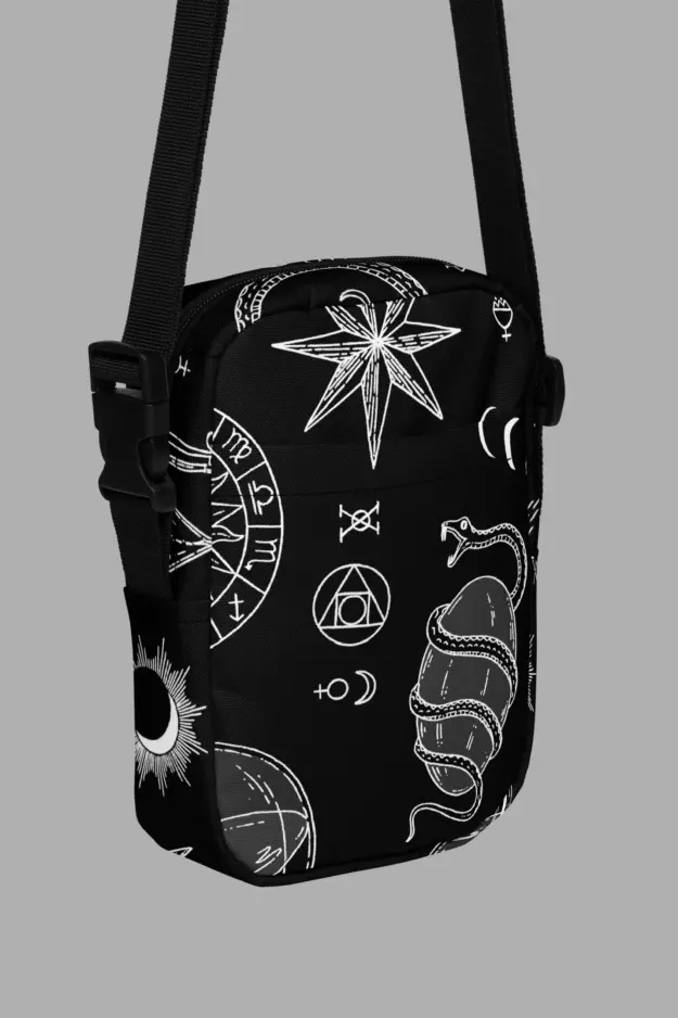 alchemy print utility crossbody bag front2