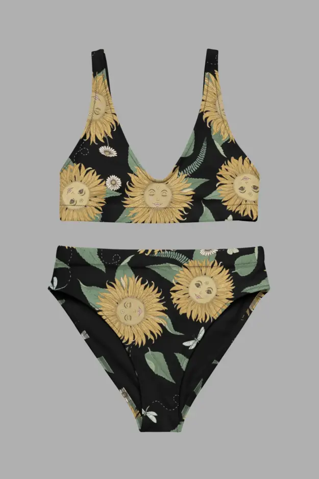all over print recycled high waisted bikini white front 6a10292c639fa