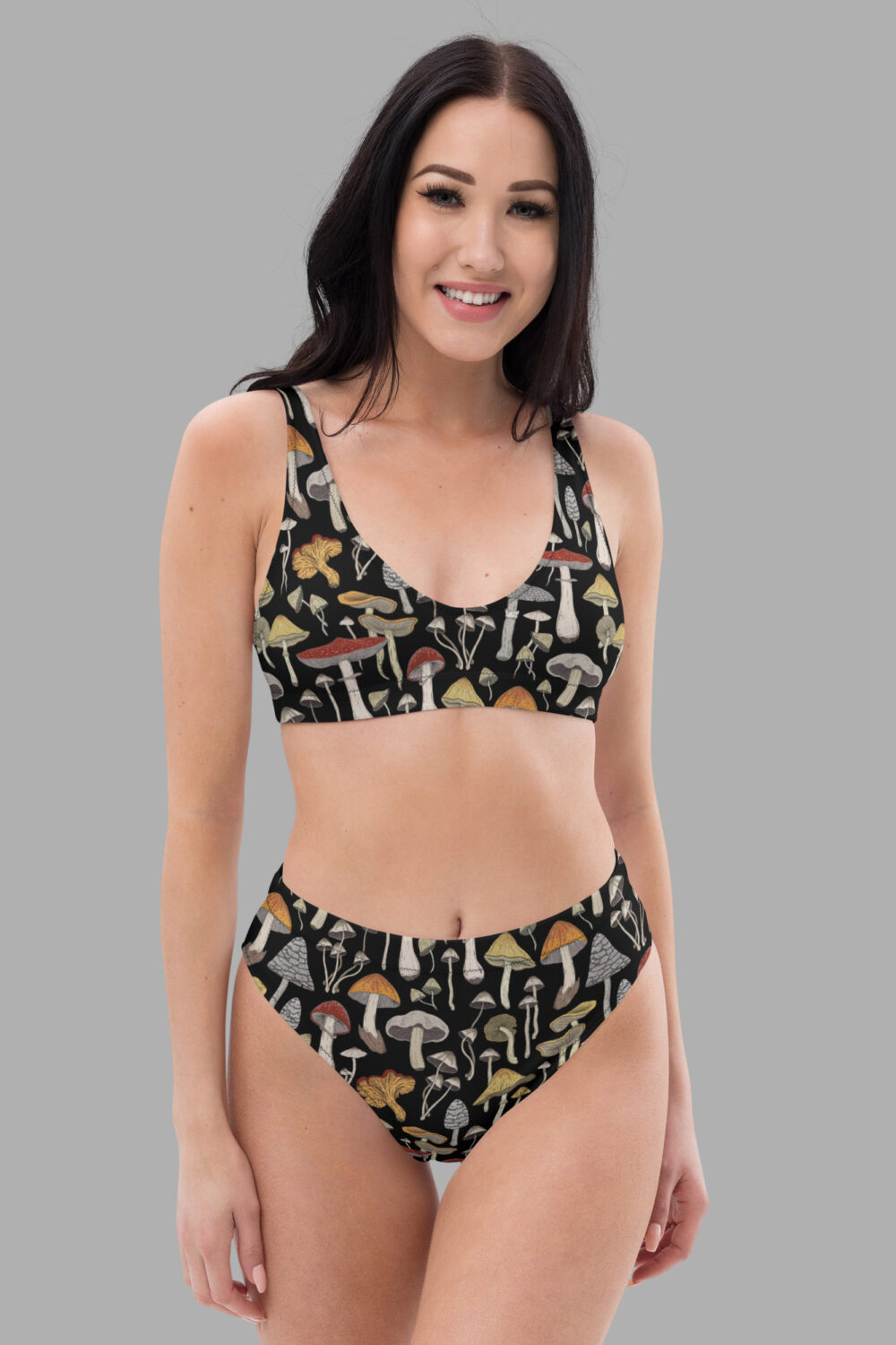 mushroom print recycled high waisted bikini