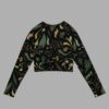 werewood print long sleeve crop top