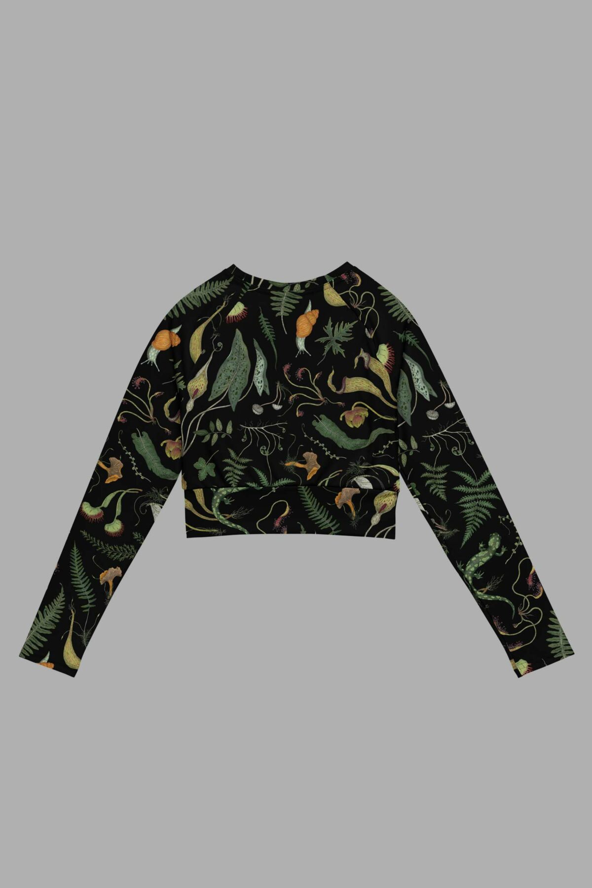 werewood print long sleeve crop top