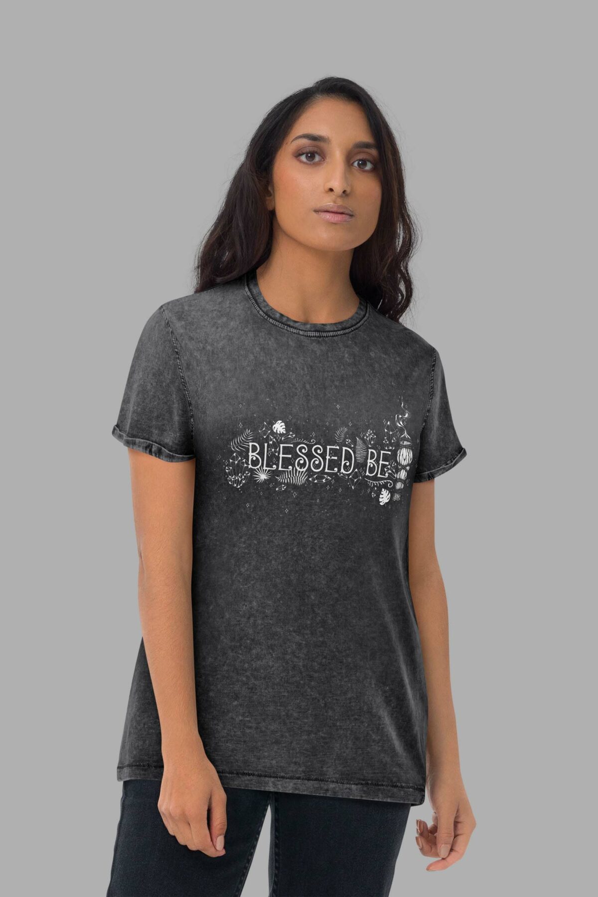 blessed be unisex denim t shirt black front 2