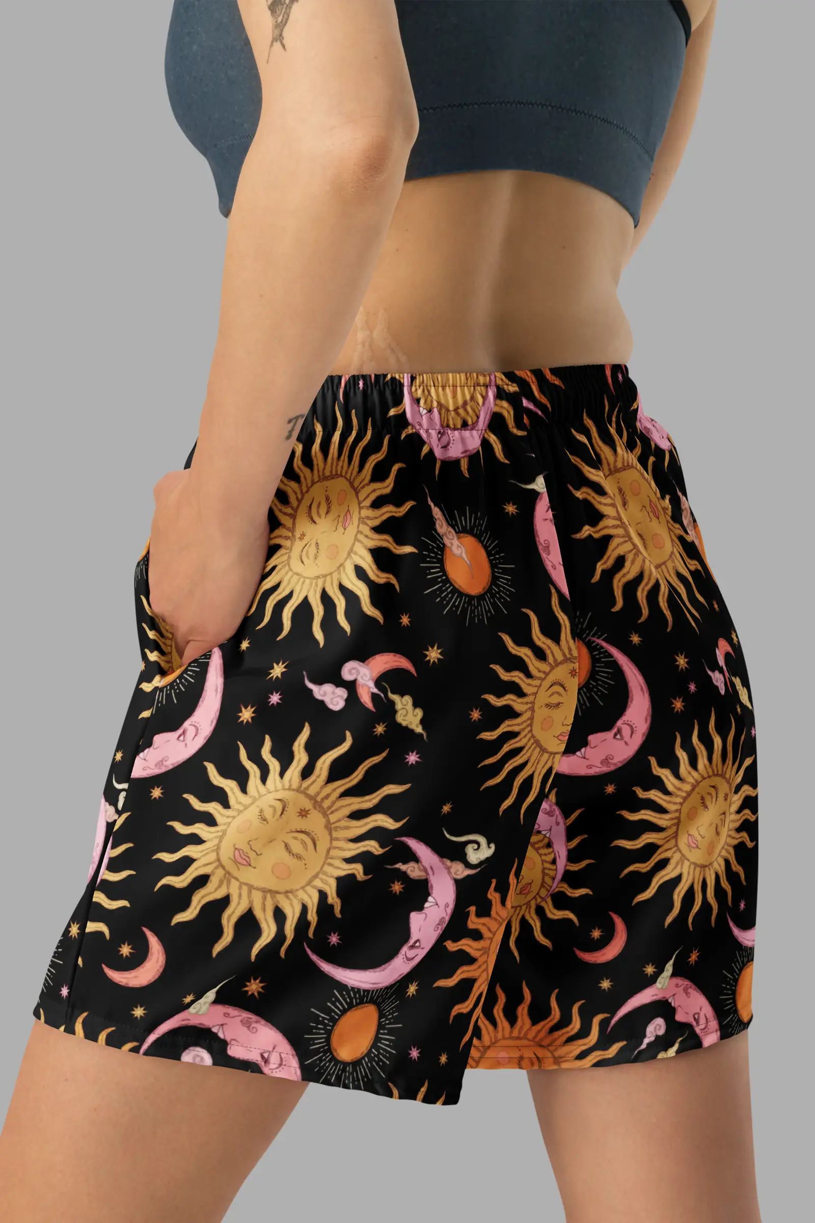 celestial dreams print unisex long athletic/ swim shorts
