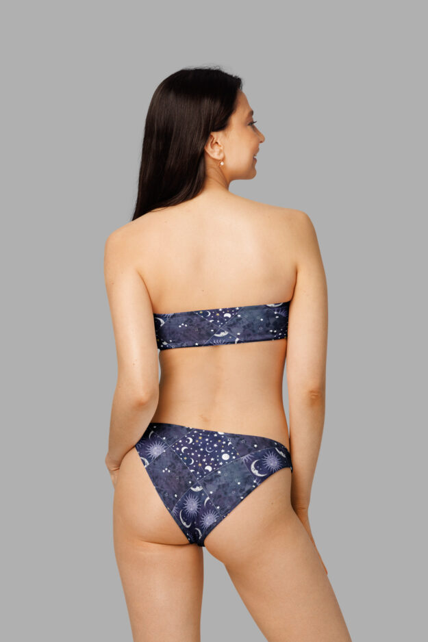 celestial patchwork print bandeau bikini4