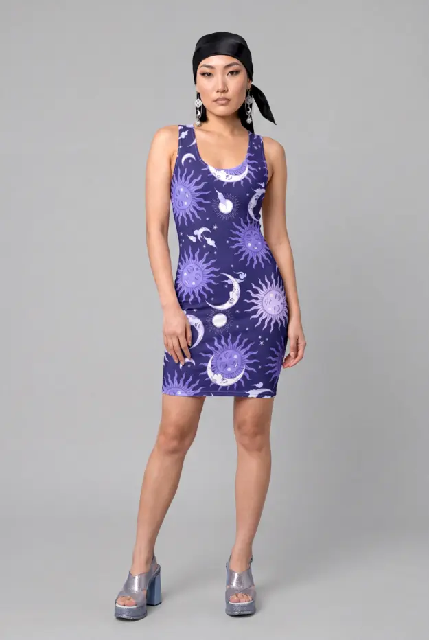 celestial whimsy bodycon dress