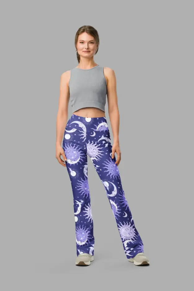 celestial whimsy flare leggings front