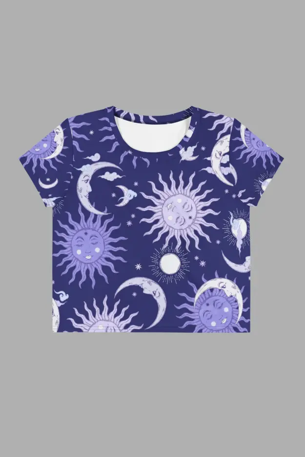 celestial whimsy print print crop tee