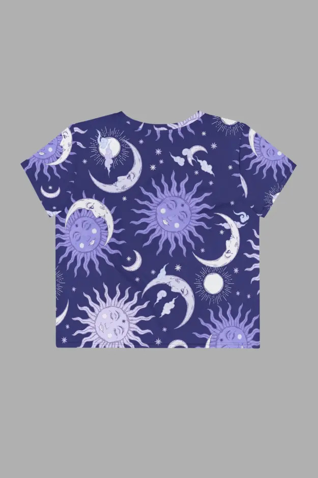 celestial whimsy print print crop tee