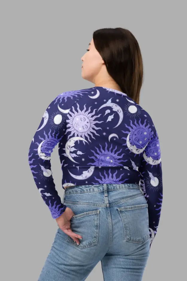 sunflower daze print recycled long sleeve crop top