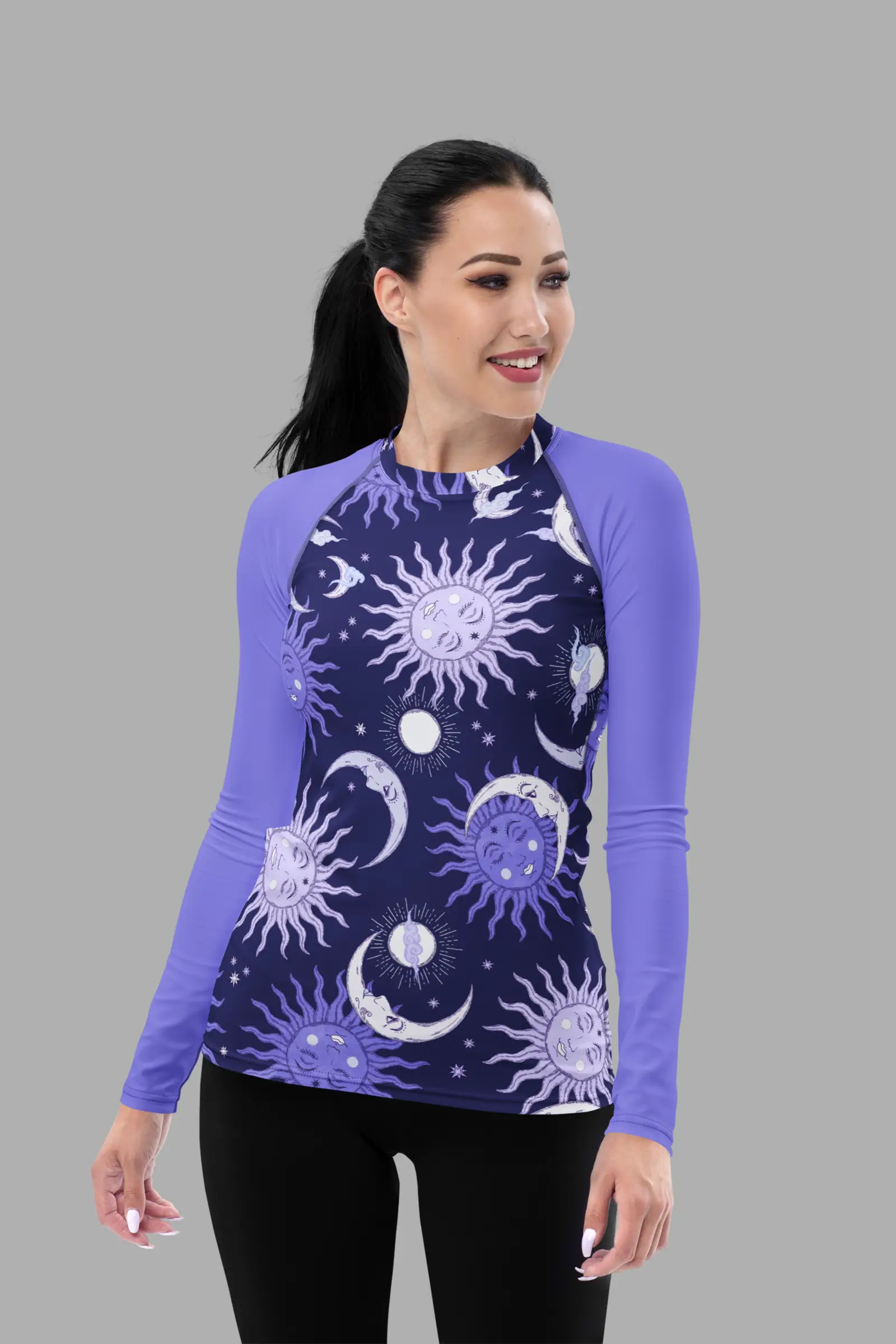 celestial whimsy rash guard front