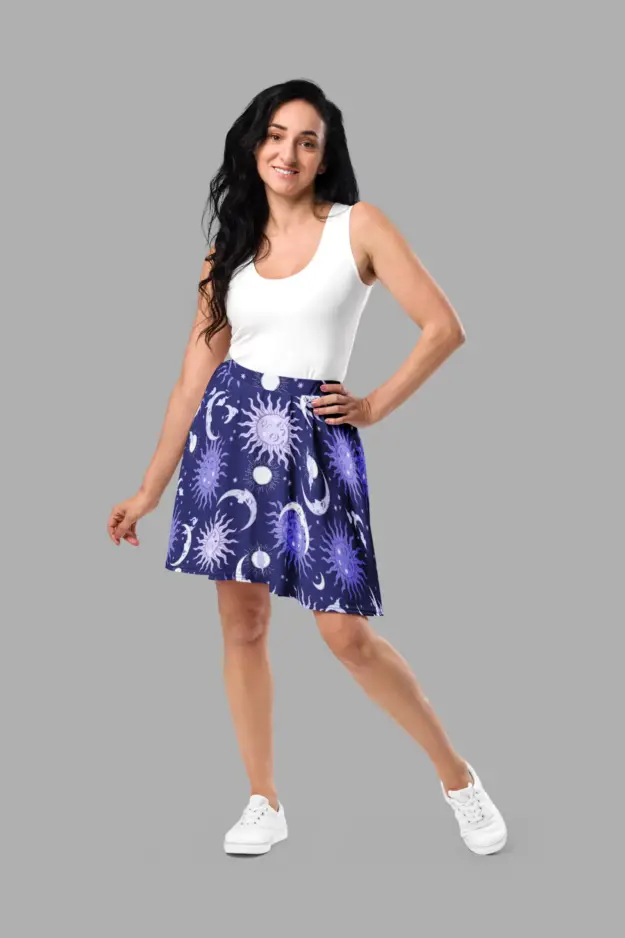 celestial whimsy skater skirt front