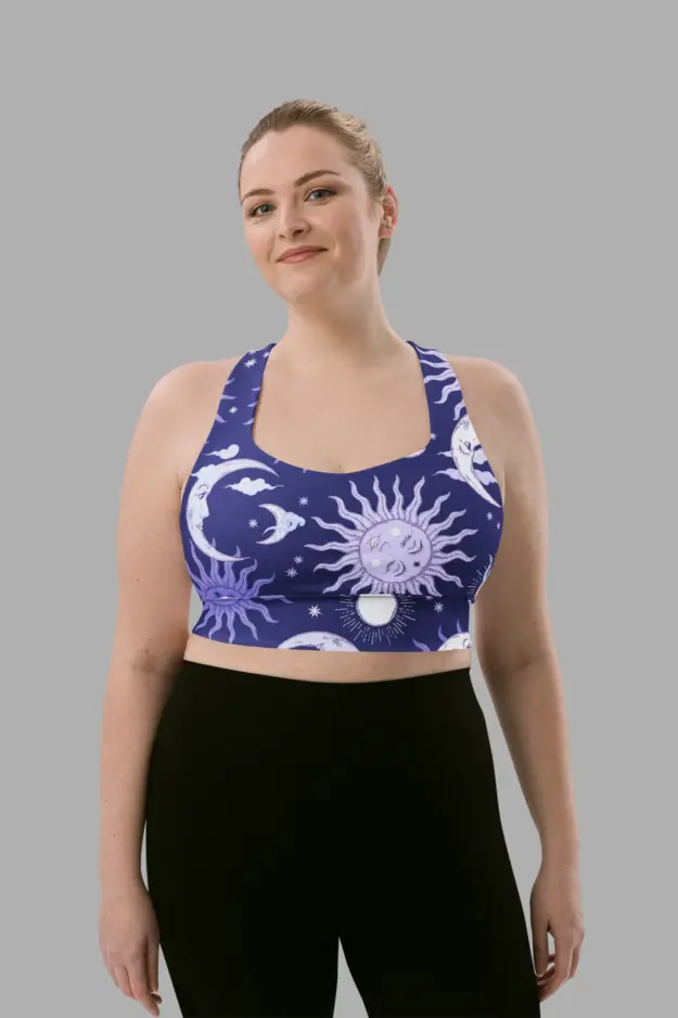 sunflower daze print recycled longline sports bra